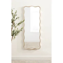 Kate & Laurel All Things Decor 18"X48" Viona Rectangle Scalloped Mirror Gold -Umbra Home Decor Shop GUEST 0f5eed05 8087 482f b45b 6c11d379e56f