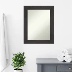 24" X 30" Non-Beveled Rustic Plank Espresso Bathroom Wall Mirror - Amanti Art -Umbra Home Decor Shop GUEST 0f6bb66c b4a0 467e 9e3a bd631afd074e