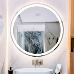 Dane 27" Round Frameless Anti-Fog Aluminum Front/Back-lit Tri-color LED Bathroom Vanity Mirror With Smart Touch Control - JONATHAN Y -Umbra Home Decor Shop GUEST 0fd52077 5563 4ddd 8bab 2e0fc896e7e2