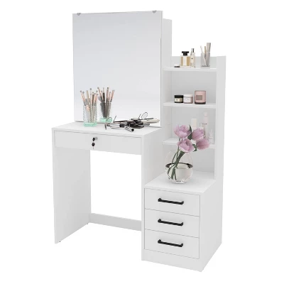 Hannah Vanity With Mirror White - Polifurniture 4 Hannah Vanity With Mirror White - Polifurniture - Image 4