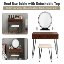 Costway Vanity Makeup Dressing Table W/ 3 Lighting Modes Mirror Touch Switch RusticCoffee -Umbra Home Decor Shop GUEST 1011b8cb 3d80 4bb0 9ce8 7a9270bb9ee1