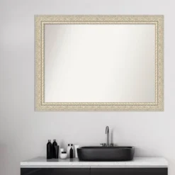 44" X 33" Non-Beveled Fair Baroque Wood Bathroom Wall Mirror Cream - Amanti Art -Umbra Home Decor Shop GUEST 10146798 dfb7 4a26 9dc5 c0d5c8021166