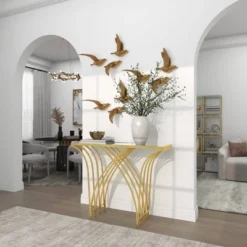 Metal And Mirror Art Deco Console Table Gold - Olivia & May -Umbra Home Decor Shop GUEST 1066ccf2 cc38 4b19 b018 8a6663d48dae