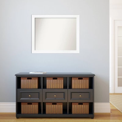 31" X 25" Non-Beveled Cabinet Narrow Bathroom Wall Mirror White - Amanti Art 4 31" X 25" Non-Beveled Cabinet Narrow Bathroom Wall Mirror White - Amanti Art - Image 4