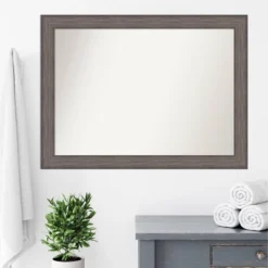 43" X 32" Non-Beveled Country Barn Wood Bathroom Wall Mirror Brown - Amanti Art -Umbra Home Decor Shop GUEST 1176e876 8e9f 42e4 80dc 17129c466b45
