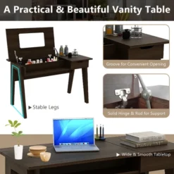Costway Vanity Table With Flip Mirror Writing Computer Desk Storage Drawer Walnut -Umbra Home Decor Shop GUEST 12679223 8284 404d bc24 6d038deeeb91