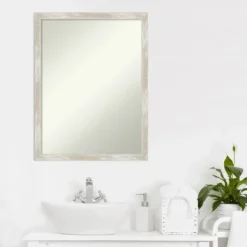 20" X 26" Non-Beveled Crackled Narrow Bathroom Wall Mirror Metallic Silver - Amanti Art -Umbra Home Decor Shop GUEST 12dd7b57 ead2 4101 88c2 0c1e311f85f2