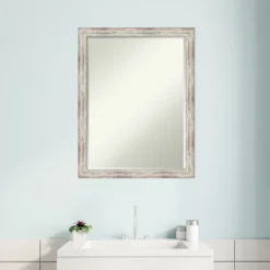 Amanti Art Distressed Cream Petite Bevel Wood Bathroom Wall Mirror 26.5 X 20.5 In. -Umbra Home Decor Shop GUEST 131c3835 63cc 419a 8b25 ca942acef9da
