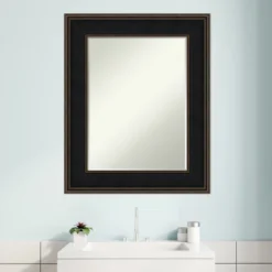 Amanti Art Mezzanine Espresso Petite Bevel Wood Bathroom Wall Mirror 31.5 X 25.5 In. -Umbra Home Decor Shop GUEST 13a4a33f 2fc9 4215 9b1c 2e7e6e20859c