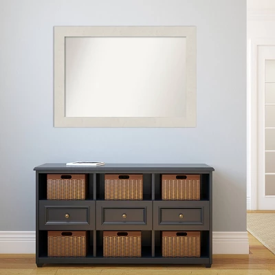 42" X 30" Non-Beveled Rustic Plank White Bathroom Wall Mirror - Amanti Art 4 42" X 30" Non-Beveled Rustic Plank White Bathroom Wall Mirror - Amanti Art - Image 4