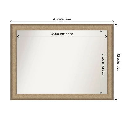 43" X 32" Non-Beveled Elegant Brushed Bronze Wall Mirror - Amanti Art: Polystyrene Frame, Includes Mount Hardware 8 43" X 32" Non-Beveled Elegant Brushed Bronze Wall Mirror - Amanti Art: Polystyrene Frame, Includes Mount Hardware - Image 8