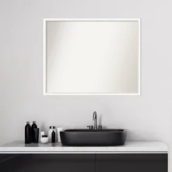 29" X 23" Non-Beveled Lucie Wood Bathroom Wall Mirror White - Amanti Art -Umbra Home Decor Shop GUEST 14c03069 46a1 4a38 83a3 06a01efb894f
