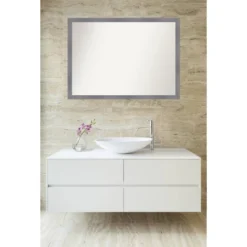 41"x30" Non-Beveled Edwin Wood Bathroom Wall Mirror Gray - Amanti Art -Umbra Home Decor Shop GUEST 14cb8265 3ae5 4f9a 9909 3794e2112861