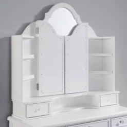3pc Anza Multi Storage Vanity Set With Tri Fold Mirror And Stool White - HOMES: Inside + Out -Umbra Home Decor Shop GUEST 14f92ecd dda9 4b1a af6a 6d80cdf2ade3