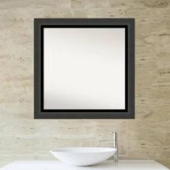 31" X 31" Non-Beveled Tuxedo Black Bathroom Wall Mirror - Amanti Art -Umbra Home Decor Shop GUEST 151ffb77 2362 4089 9455 bf645d322f5f