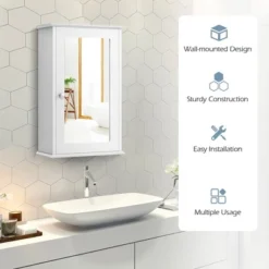 Costway Bathroom Wall Medicine Cabinet Single Mirror Door Cupboard Storage Wood Shelf White -Umbra Home Decor Shop GUEST 15455913 84ff 413e bdf9 1ff5430d3700