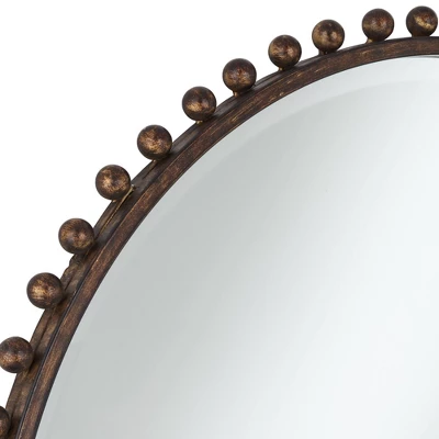 Uttermost Round Vanity Decorative Wall Mirror Rustic Beveled Glass Dark Bronze Beaded Iron Frame 32" Wide For Bathroom Living Room 2 Uttermost Round Vanity Decorative Wall Mirror Rustic Beveled Glass Dark Bronze Beaded Iron Frame 32" Wide For Bathroom Living Room - Image 2