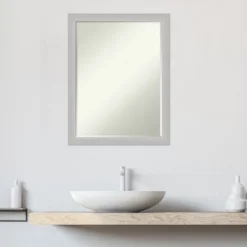 Amanti Art Low Luster Silver Petite Bevel Wood Bathroom Wall Mirror 26.5 X 20.5 In. -Umbra Home Decor Shop GUEST 15b9d444 e77c 4a1f 8050 6b4f03274153