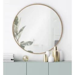 28" X 28" Gwendolyn Round Beaded Accent Wall Mirror Gold - Kate & Laurel All Things Decor -Umbra Home Decor Shop GUEST 15ea1914 697a 4c1a b9a5 4c8cc1f13c7e