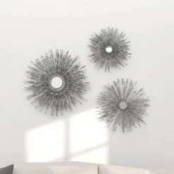 Set Of 3 Metal Sunburst Wall Decors With Mirror Accent - Olivia & May -Umbra Home Decor Shop GUEST 16204f3a 7c30 4439 9355 c06008dc70c5