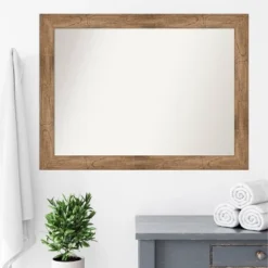 44" X 33" Non-Beveled Owl Wood Bathroom Wall Mirror Brown - Amanti Art -Umbra Home Decor Shop GUEST 162239cb dacf 42eb 9dae a21c189090d5