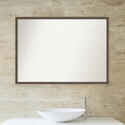 39" X 28" Non-Beveled Hardwood Wedge Wood Bathroom Wall Mirror Mocha Brown - Amanti Art -Umbra Home Decor Shop GUEST 1623d2fd 27cd 4f24 80bc c4d7a6fb63f1