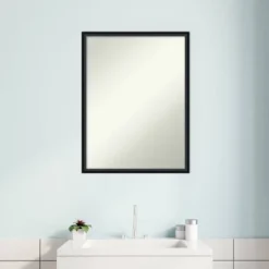 19" X 25" Non-Beveled Lucie Wood Bathroom Wall Mirror Black - Amanti Art -Umbra Home Decor Shop GUEST 163fe5bb 0496 461c 8be2 58a87dd5227c