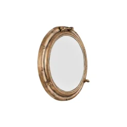 22" Round Distressed Metal Porthole Mirror Gold - Storied Home -Umbra Home Decor Shop GUEST 165f8ea3 aaa3 4b0e 8fdf e7682d4303bd