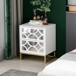 Averina 2 Drawers 45° Splicing White Mirror Front Nightstand With Storage - The Pop Maison -Umbra Home Decor Shop GUEST 169b8dfa 28f7 403e a734 ca8e46974634 1