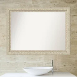 44" X 33" Non-Beveled Fair Baroque Wood Bathroom Wall Mirror Cream - Amanti Art -Umbra Home Decor Shop GUEST 17065c84 5886 4811 9b7b 093efb314af1