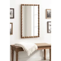 Kate & Laurel All Things Decor 23"X34" Prindle Turned Wood Rectangle Mirror Rustic Brown -Umbra Home Decor Shop GUEST 177fb8e3 a3c1 42be 9dff 29188960cc71