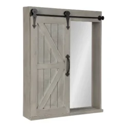 Decorative Wood Wall Storage Cabinet With Vanity Mirror Rustic Gray - Kate & Laurel All Things Decor -Umbra Home Decor Shop GUEST 17852cea c012 430b 9621 653db457d8ac