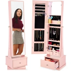 Best Choice Products 360 Swivel Standing Mirrored Jewelry Cabinet, LED-Lit Makeup Organizer W/ Mirror -Umbra Home Decor Shop GUEST 188dc48d ab98 4172 9f22 05a8a76ae106