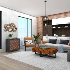 Metal Abstract Wall Decor With Round Mirror Accents Beige - Olivia & May -Umbra Home Decor Shop GUEST 189ad941 6c60 4898 bbe2 bf1c58e797a4