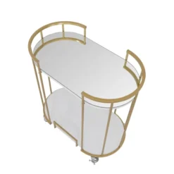 Pavillion 2 Tier Oval Bar Serving Cart Shelves With Glass Mirror Gold - Studio Designs -Umbra Home Decor Shop GUEST 1a62d592 8fc5 433b b732 b431192f806b
