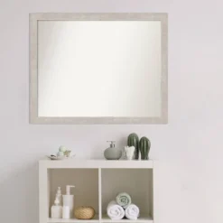 31" X 25" Non-Beveled Marred Wood Bathroom Wall Mirror Silver - Amanti Art 11 31" X 25" Non-Beveled Marred Wood Bathroom Wall Mirror Silver - Amanti Art -Umbra Home Decor Shop GUEST 1ac16ec7 7e47 4f04 a1f2 72eeed29a27d