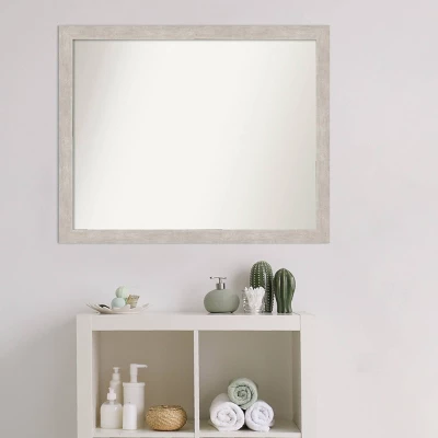 31" X 25" Non-Beveled Marred Wood Bathroom Wall Mirror Silver - Amanti Art 4 31" X 25" Non-Beveled Marred Wood Bathroom Wall Mirror Silver - Amanti Art - Image 4