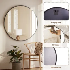 BEAUTYPEAK Round Wall Mirror Bathroom Vanity Mirrors 24"x24",Black -Umbra Home Decor Shop GUEST 1b297724 e854 4088 a7b2 9c0a3edec395