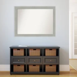 43" X 32" Non-Beveled Glam Linen Bathroom Wall Mirror Gray - Amanti Art -Umbra Home Decor Shop GUEST 1b883bad 5497 4e28 993f fe043918e8e2