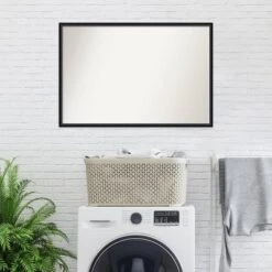 37" X 25" Non-Beveled Lucie Wood Bathroom Wall Mirror Black - Amanti Art -Umbra Home Decor Shop GUEST 1ba14072 b1c6 4622 9458 7bb31fa02f72