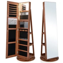 Tangkula Rotating Mirrored Jewelry Cabinet With Mirror Storage Shelves -Umbra Home Decor Shop GUEST 1bb14c96 bae8 42b8 b39a bdb9caabba59