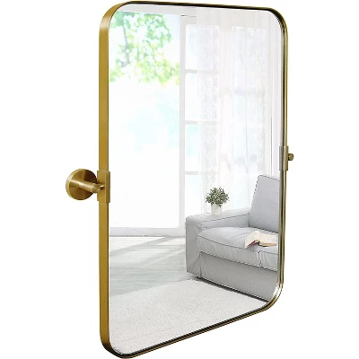 Hamilton Hills 16" X 24" Gold Beveled Framed Metal Rectangular Mirror With Hinges Brackets 2 Hamilton Hills 16" X 24" Gold Beveled Framed Metal Rectangular Mirror With Hinges Brackets - Image 2