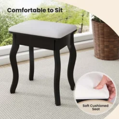 Costway Makeup Vanity Set With Tri-Fold Mirror & LED Lights 4 Drawers Open Shelf White/Black -Umbra Home Decor Shop GUEST 1c164299 450a 4a52 bb8e ab2249cc4f82