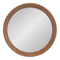 24" Round Hartman Wall Mirror Brown - Kate & Laurel All Things Decor