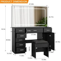 Vanity Desk With Large Mirror And Lights, Makeup Vanity With Charging Station, 3 Lighting Modes Adjustable Brightness -Umbra Home Decor Shop GUEST 1cd08437 3656 4cfa 9edc 0d6b22ac1f28