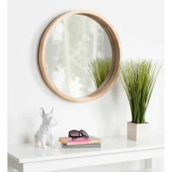 22" X 22" Hutton Round Wood Wall Mirror Natural - Kate And Laurel -Umbra Home Decor Shop GUEST 1cfff1da 4a04 4735 8063 e164d3774082