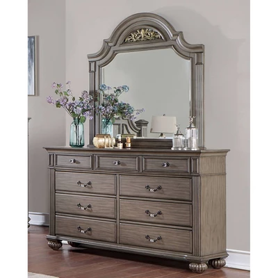 Pennings 9 Drawer Dresser With Mirror Gray - HOMES: Inside + Out 1 Pennings 9 Drawer Dresser With Mirror Gray - HOMES: Inside + Out