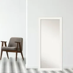 30" X 66" Non-Beveled Ridge White Full Length Floor Leaner Mirror - Amanti Art -Umbra Home Decor Shop GUEST 1de6403c 389c 4638 8ebc d65e05abab66