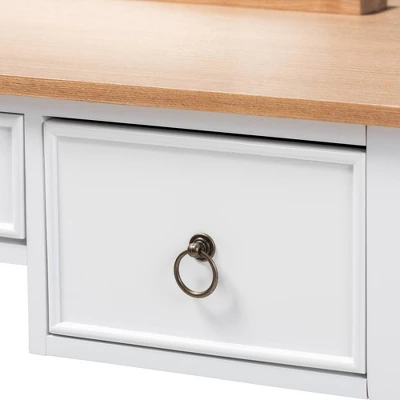 3 Drawer Sylvie Wood Vanity Table With Mirror White - Baxton Studio 4 3 Drawer Sylvie Wood Vanity Table With Mirror White - Baxton Studio - Image 4