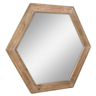 23.8" X 20.7" Wooden Hexagon Wall Mirror Brown - Stonebriar Collection 1 23.8" X 20.7" Wooden Hexagon Wall Mirror Brown - Stonebriar Collection